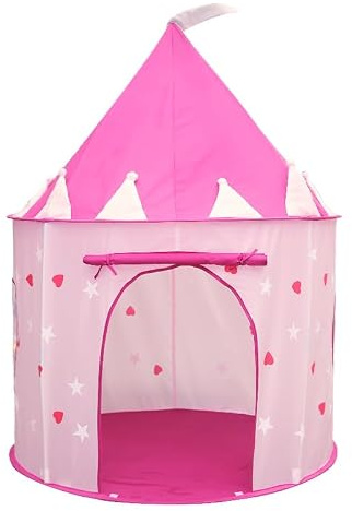 Tienda de campaña de Castillo de Princesa para niñas, desplegable con Luces de Estrella, Tienda de campaña Plegable Rosa para Uso en Interiores y Exteriores