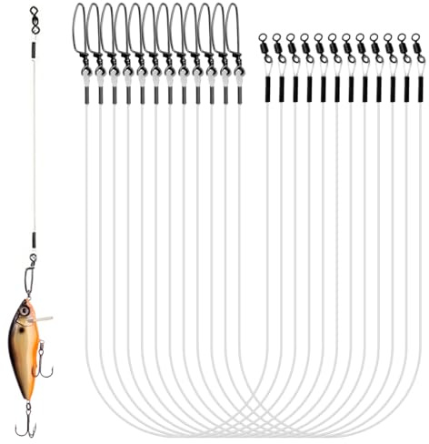 12 Pcs Fluorocarbon Vorfach, Vorfach Angeln Stahlvorfach Hecht Stahlvorfach