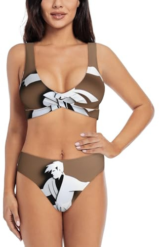 LEVNDIEJ Karate Men Print Women's 2 Piece Bikini Swimsuits Womens Bikini Bathing Suits for Summer Beach Pool Black