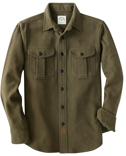 Dubinik® 307 ml Ultra Heavy yweight flanellskjorta för män, solid med dubbla bröstfickor för vinterarbete och fritid