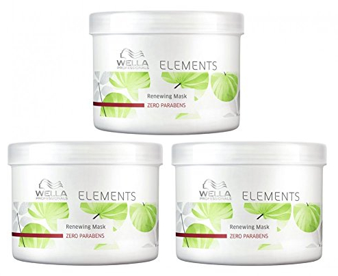 Wella Elements Maske 3 x 500 ml Parabenfreie Kur für trockenes-sprödes Haar Professionals Care