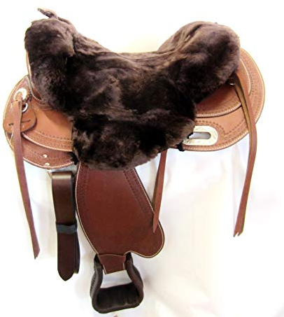 PS Pferdeartikel Westernsattel Sitzbezug aus Merino Lammfell - Farbe braun