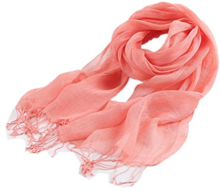 Prettystern bufanda de lino lisa unisex 100% foulard hombres y mujeres primavera verano con flecos T14 rojo de la sandía
