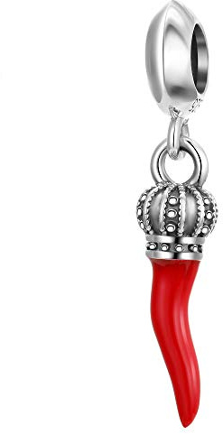Fantasticharm Ciondolo a forma di peperoncino smaltato di colore rosso in argento Sterling 925, compatibile con braccialetti in stile europeo