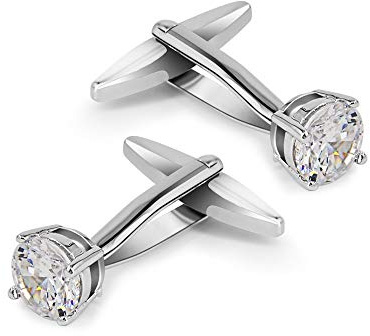 Mr Van Gemelli di cristallo, gemelli in cristallo bianco scintillante set di gemelli per uomo affari festa di nozze regalo stile elegante