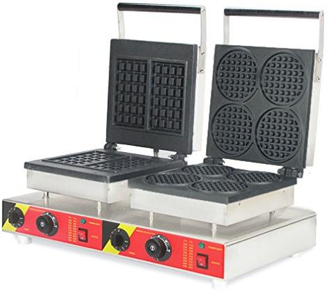 CGOLDENWALL Np-572 Commercial 2 en 1 machine à Gaufres machine à pain gaufrier antiadhésif Waffle grille-pain à double gaufré Baker électrique Belgian Waffle Réchaud - 220V