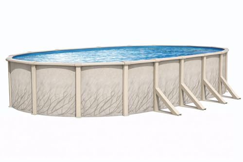 Lake Effect Pools 'Meadows' 15 ft x 30 ft Oval Above Ground Swimming Pool | 52 Inch Steel Side Walls | Kit Includes: 25 Gauge Overlap Liner & Widemouth Skimmer