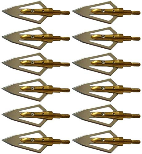 ZZUUS 3pcs / 6pcs / 12pcs Punte Piatte in Acciaio con 2 Lame 100 Punte di Freccia da Caccia con Grano Filettatura 0 9 Punte di Freccia per tiro con L'Arco Tagliate per Attrezzatura da Caccia