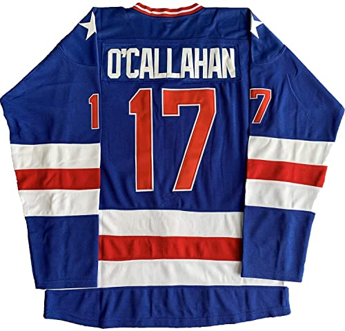 USA hockeytröja 1980 olympiskt lag ishockeytröjor sydda bokstäver och siffror S-XXXL, 17#blå, 3XL