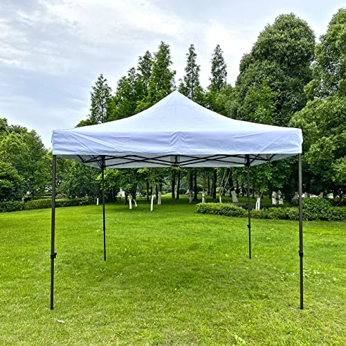10x10ft Pop Up Canopy Tent Instant Portable Shelter, 1-Person Setup Event Tent Pavilion, Waterproof Folding Canopy, Wheeled Bag, Canopy Sandbags x4, Tent Stakesx4 (White)