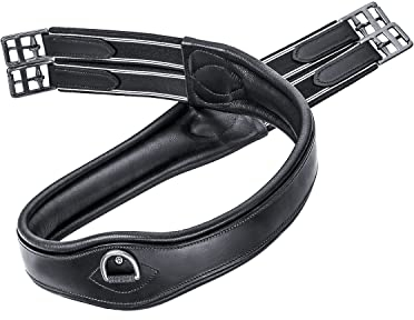 Sunride Sattelgurt Soho aus Echtleder, anatomisch mit D-Ring (3X) für Hilfszügel (135 cm, schwarz)
