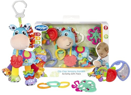Playgro Coffret Cadeaux Clip Clop Sensory Garden Activity, Gift Pack | Coffret de Jouets, activités Amusantes, Anneaux de Dentition texturés, pour Le bébé de 0 à 12 Mois et Plus.