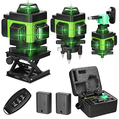 Laser Level, Weytoll 4D 16 Lines Laser Level 3° Self-Leveling Function Flooring Tools with 2 * 2400mAh Lithium Battery, Lifting Platform, APP Remote Control