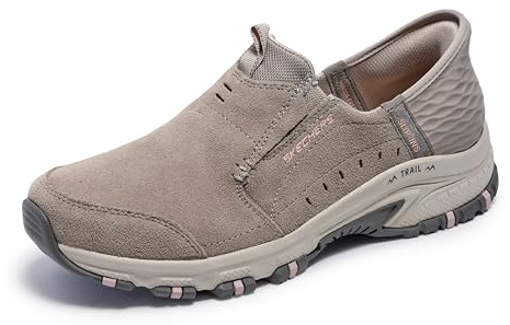 Skechers Hands Free Slip-ins Hillcrest-Sunapee, Mujer, Taupe Suede/Lycra/Light Pink Trim, 37 EU