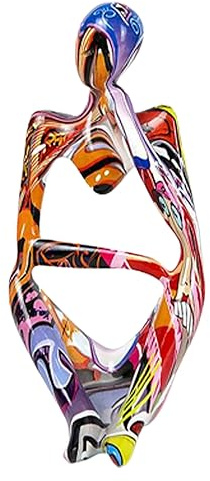 Scultura di pensatore moderna per decorazione, grande figura colorata di pensatore per ornamenti, graffiti colorati creativi, resina d'arte astratta, statua, arte minimalista, per la decorazione del