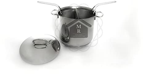 SET SPAGHETTIERA PASTAIOLA CON DOPPIO CESTELLO ACCIAIO INOX LINEA INOXTHERM