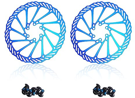 CNC Bike Disc Brake Rotor 160mm 180mm 203mm，Bicycle Disc Brake Rotor 160mm/180mm/203mm With Bolts For MTB Mountain Bike（Colorful/Gold） (160mm-blue)