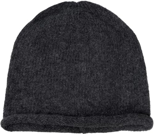styleBREAKER Unisex Oversize Strick Beanie Mütze mit Rollrand, Warme Winter Strickmütze Einfarbig, Loose fit 04024207, Farbe:Dunkelgrau