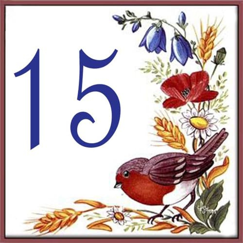 Numéro de rue en faïence avec numéro personnalisable au choix – 15,2x15,2cm Multicolore