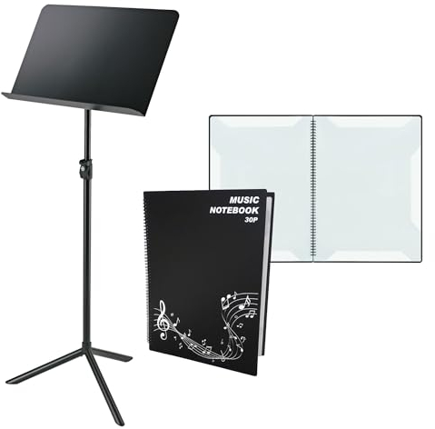 K&M 11930 Orchester-Notenpult Notenständer mit keepdrum MA30 Notenmappe 30 Seiten DIN A3