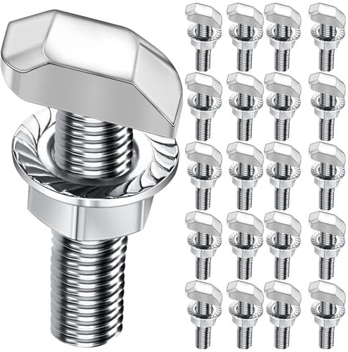 Lot de 20 vis à tête marteau M6 x 30 - En acier inoxydable A2-70 - Avec écrous à dents de blocage - Écrous à bride - Vis à double filetage M6 - Pour rail de montage solaire PV, serre et profil en