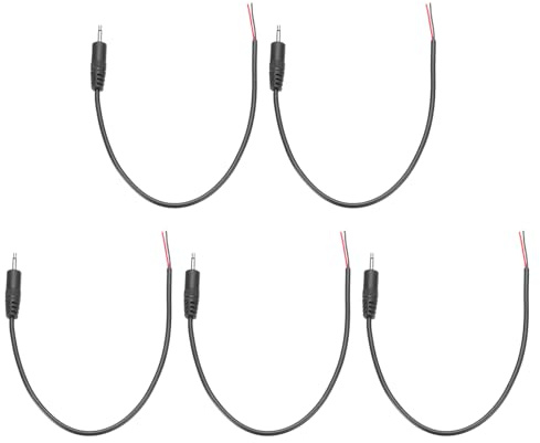 QUARKZMAN 5Pcs Câble Nu Mâle Prise Jack 2,5 mm vers Fil à Extrémité Ouverte Remplacement TRS 2 Pôles Stéréo Mono Fiche Jack pour Réparation de Câble Audio d'Écouteurs, 0,25m