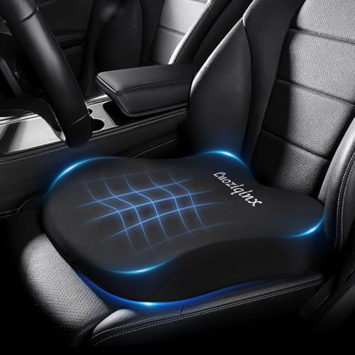 LUOZIQINX Cuscino del Sedile a Cuneo per Auto, Cuscino Auto Guidatore Rialzo in Memory Foam, Nero Cuscino Coccige Ortopedico Ergonomico per Sedile del Ufficio, Sedia a Rotelle, Autocarro