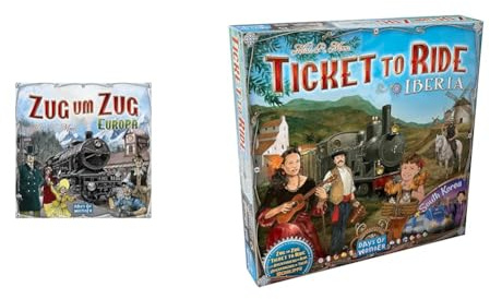 Days of Wonder - UNBOX NOW - Zug um Zug – Europa, Grundspiel, Familienspiel, Brettspiel, 2-5 Spieler, Deutsch + Zug um Zug – Iberia & Südkorea, Map-Erweiterung, Brettspiel, 2-5 Spieler, Deutsch