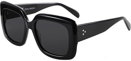 ZENOTTIC Lunettes De Soleil Polarisées Pour Femmes Tendance : Lunettes De Soleil Classiques Avec Protection UV400 - Lunettes Rétro Oversize Avec Monture Carrée Noire