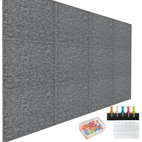 DAWNYIELD Lot de 12 Panneau Acoustique Muraux, Tableaux en Feutre Mural Autoadhésif 30x30 cm pour Studios d'enregistrement, Salles de Musique, Bureau, Salle de Jeux (Gris Foncé)