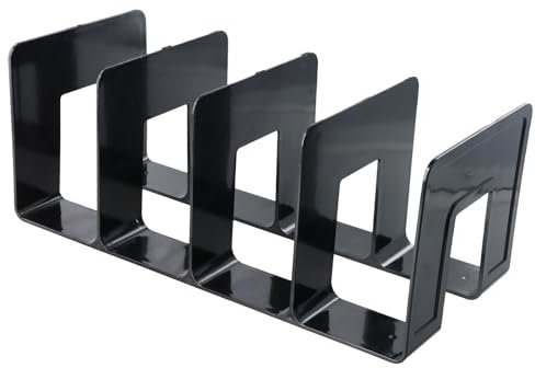 heavenlife Porte-Revues en Acrylique, 4 Emplacements en Acrylique Trieur de Fichiers de Bureau, Organisateur de Livres et Fichiers pour Étagères, Support de Rangement pour CD et Livres Maison (Noir)