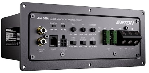 ETON AM 500 - Potente módulo amplificador de 540 W RMS de 1 canal para subwoofer, con limitador de potencia ajustable del amplificador de potencia, ideal para bricolaje