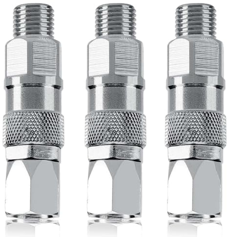 3-Pack 1/4-Inch 360° Airless Spray Gun Hose Swivel Joint, Stainless Steel
