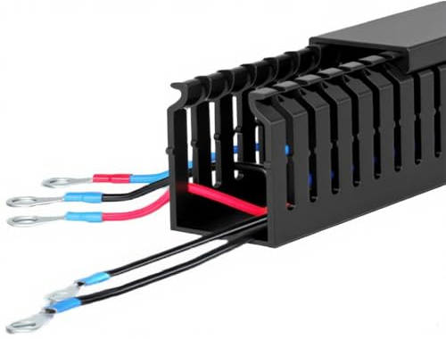 Kabelkanal med lock, installationskanal, PVC, svart RAL kabelkanal med godkännande för industriell kopplingsskåpskonstruktion, ledningar, maskinteknik (B x H): 50 x 50 mm)