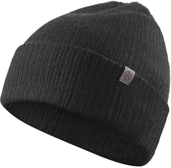 TRENDOUX Wintermütze Herren Damen, Warme Weiche Wolle für Winter, Doppellagige Strickmütze für Winterliche Wärme, Unisex Mütze mit Dehnbarem Stoff, Atmungsaktiv zum Joggen Laufen, Schwarz