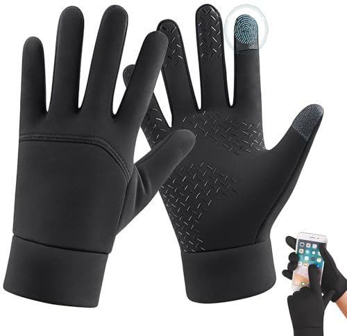 Gants Tactiles Doublure Polaire Coupe-Vent et Respirants – Gants Hiver Homme Femme Chauds avec Paume Antidérapante, Gant Thermique pour Vélo Running Extérieur, Gants Hiver Homme et Femme, Noir, M