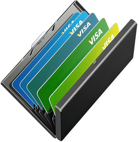 Générique Étui Carte Bancaire pour Femme et Homme,Visite Métallique avec la Technologie de Blocage RFID,6 Compartiments,pour Cartes et Visites