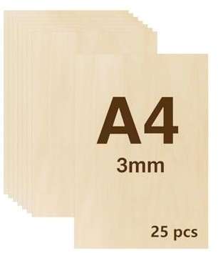 SEPIR Sperrholz A4 (25 Stück) – 3 mm Birkensperrholzplatten für Lasergravur, Basteln & Modellbau, fein geschliffen, Sperrholaplatte A4, Holzplatten zum Basteln, Holzplatt für DIY, Deko