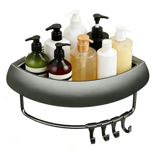 Genérico Organizador De Esquina para Ducha,Soporte Triangular Antioxidante sin Taladro con Ganchos - Repisas De Baño Y Ducha - para Casa Jabón Bañera Azulejos Encimera Apartamento Dormitorio