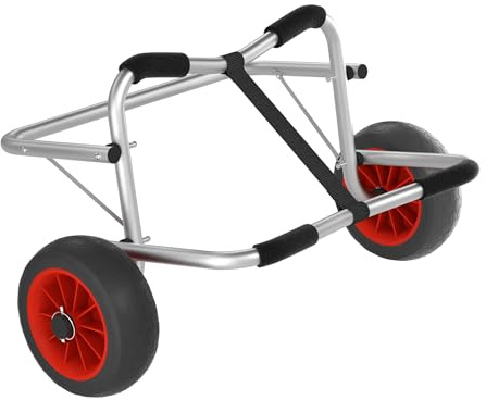 PEILU Carro plegable de canoa, carro de transporte de kayak de aluminio con neumáticos de poliuretano y correas tensoras, remolque independiente para barcos/kayaks/canoas/paddleboards/botes inflables