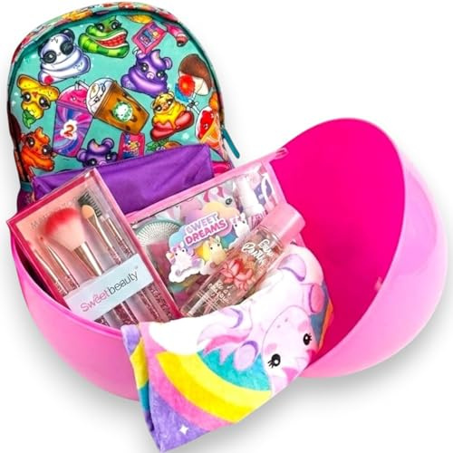 KORAT - Uovo Sorpresa Unicorno per Bambina Kit Scuola, Bellezza, Make Up, Disegno o Music Grande Uovo Rosa con Zaino e Accessori Unicorni Pasqualone Idea Regalo Compleanno Pasqua (Unicorno Bellezza)