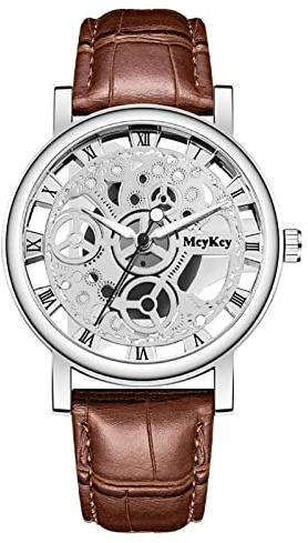 Män affärer mode herrar kvartsur män botten ihålig imitation mekanisk klocka män bälte klocka män armbandsur herr armbandsur