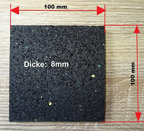 100 Stück Terrassenpads 100 x 100 x 8 mm, Auflagepads, Unterkonstruktion, Bautenschutzmatte, Gummipad, Unterlage, Terrassenbau, Gummigranulat Pads Terrassenbaupad