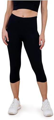 SES Legging Capri 3/4 pour femme en coton Noir (48/50)
