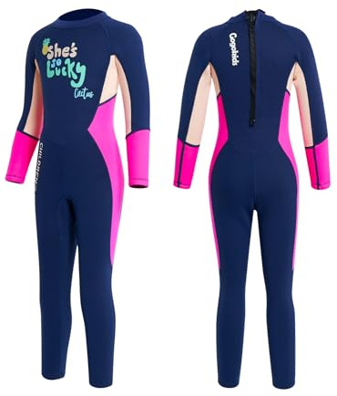 Gogokids Kinder Neoprenanzug 2,5mm, Neopren Thermische Badeanzüge mit UV 50+ Schutz für 2-10 Jahre Mädchen Jungen Schwimmen, Surfen, Tauchen, Dunkelblau, S(100-110cm,14-18kg)