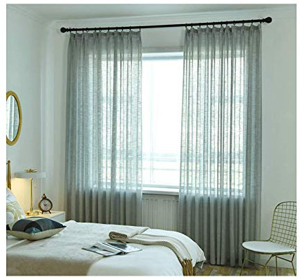 Super Soft Leinen Gardinen Semi Sheer Window Treatment für Patio, einfach und modern Leinenvorhang/Breathable/Vorhang, Für/Studie/Schlafzimmer/Hotel Vorhang, 1pcs,Grau,250x270cm