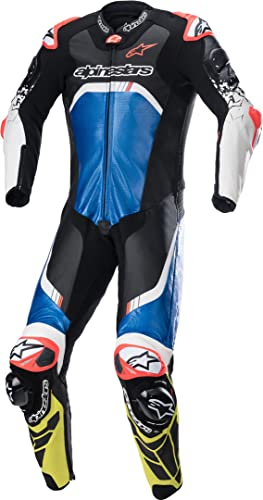 Alpinestars GP Tech 4 Motorrad 1-Teiler Motorrad Lederkombi (Black/Blue/Yellow,50)