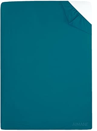 AIMANE® Single Fitted Sheet 90 x 190 CM Non Iron Percale Easy Care Poly Cotton Single Size Fitted Bed Sheet Perfect for Single Size Mattress Teal
