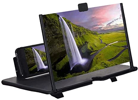Hopeful 14 Thin Foldable Phone Magnifier Screen Foldable HD 3D Blu-ray Easy to Carry Gadgets for Men Gifts Technology 3d Movies Phone Projector（black）