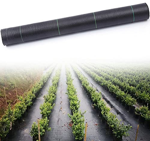 BOTOWI 142g/㎡ Tessuto del Paesaggio Barriera Erbacce, Stuoia Resistente Copertura di Terra di Giardinaggio del Blocchetto Erbacce, Panno del Giardino di Controllo Erbacce,Nero,6x300ft/1.8x91m